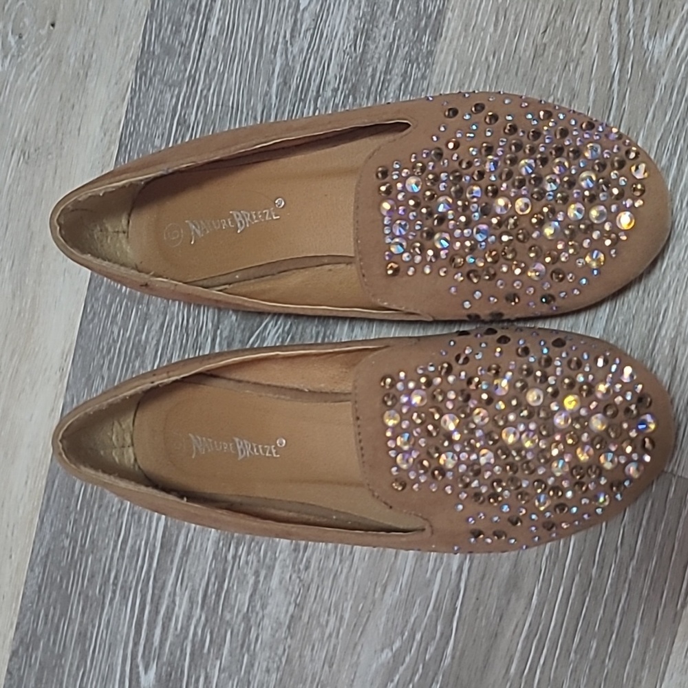 Camel brown sparkly flats!